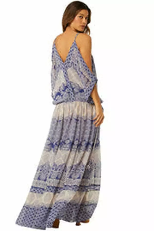 Misa Farah Dress In Majorelle Mixed Tile 2 Misa Farah Dress In Majorelle Mixed Tile
