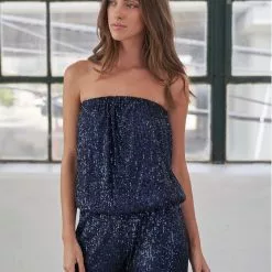 Sofia Hemline Exclusive Navy Sequin Jumpsuit