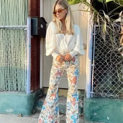 Free People Just Float On Printed Flare Jeans