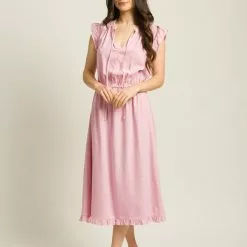 Bella Dahl Ruffle Sleeve Midi Dress - Taffy