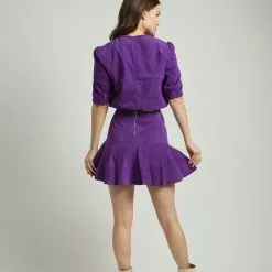 Karina Grimaldi Ina Suede Skirt In Amethyst