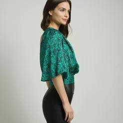 Karina Grimaldi New Rachel Print Top In Emerald River