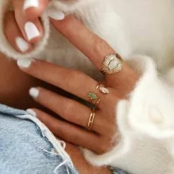 Elizabeth Stone Supernova Ring Set - Moonstone