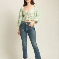 Show Me Your Mumu Angelique Top In Green Plaid New