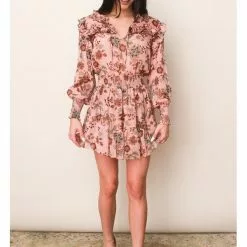 Misa Roan Skirt In Choco Rose Floral New