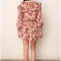 Misa Roan Skirt In Choco Rose Floral New