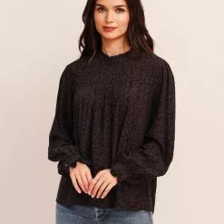 Rails Ariana Top In Charcoal Batik Cheetah