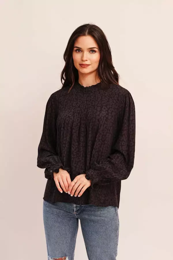 Rails Ariana Top In Charcoal Batik Cheetah 1 Rails Ariana Top In Charcoal Batik Cheetah