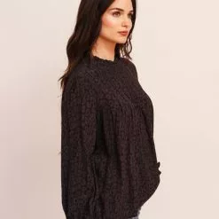 Rails Ariana Top In Charcoal Batik Cheetah