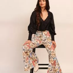 Free People Just Float On Printed Flare Jeans