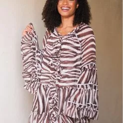 Misa New Tallulah Dress In Chocolate Zebra