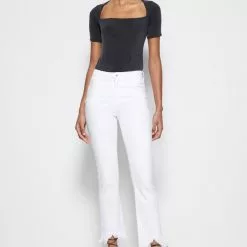 Jonathan Simkhai New River High Rise Straight Jeans In White Distressed