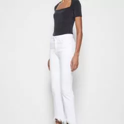 Jonathan Simkhai New River High Rise Straight Jeans In White Distressed