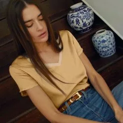 Nation LTD June Sateen V Neck New