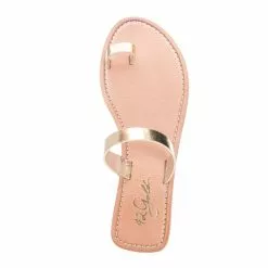 42 Gold Zola Leather Flat In Gold New