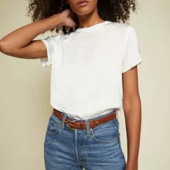 Nation LTD Sustainable Marie Sateen Boxy Top In White