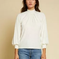 Nation LTD New Melanie Smocked Peasant Tee In Off White