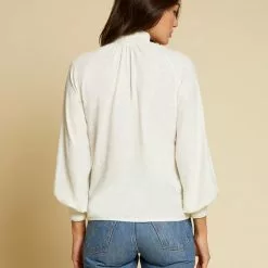 Nation LTD New Melanie Smocked Peasant Tee In Off White