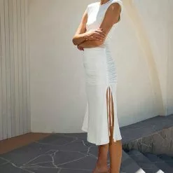 Misha Evangelie Midi Dress In Ivory