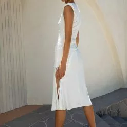 Misha Evangelie Midi Dress In Ivory