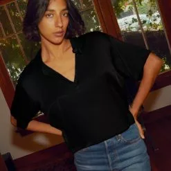 Nation LTD Pallas Cropped Polo In Black