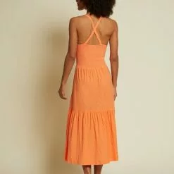 Nation LTD Sustainable Penelope Cross Back Midi Dress In Orange Crush