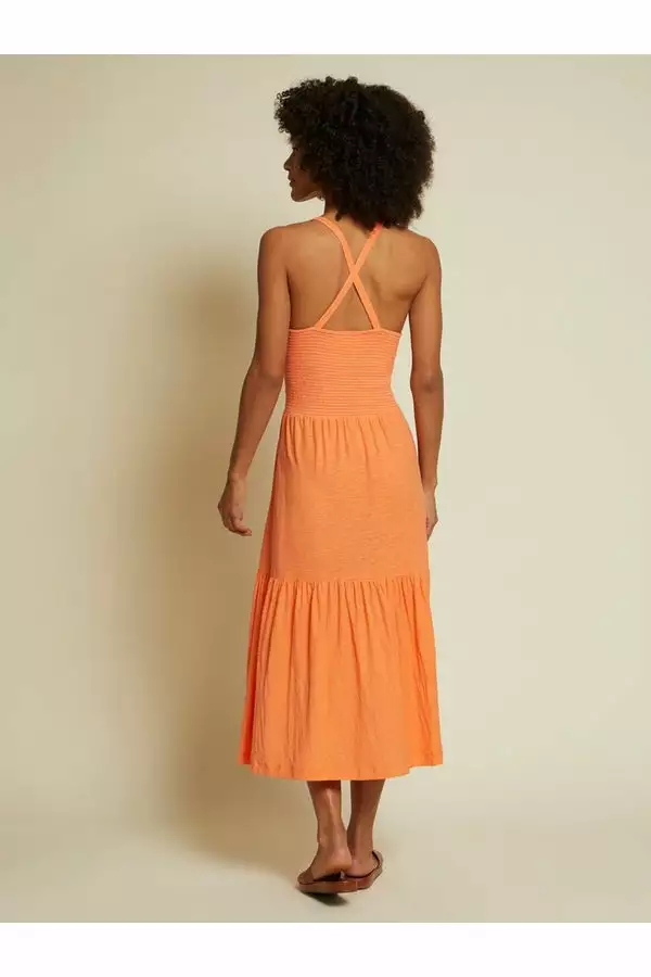 Nation LTD Sustainable Penelope Cross Back Midi Dress In Orange Crush 2 Nation LTD Sustainable Penelope Cross Back Midi Dress In Orange Crush