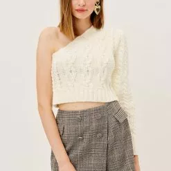 For Love And Lemons Sustainable Quinn One Shoulder Sweater