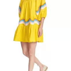 Corey Lynn Calter Mary Embroidered Puff Sleeve Tiered Dress