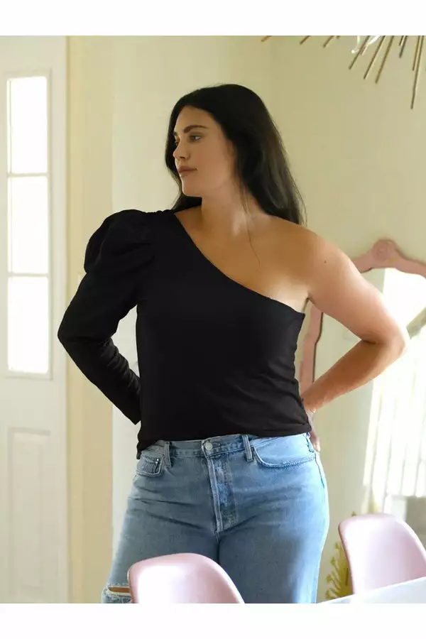 Nation LTD Sabrina One Shoulder Party Tee In Black New 1 Nation LTD Sabrina One Shoulder Party Tee In Black New