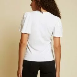 Nation LTD Savanna Flutter Sleeve Top In Optic White