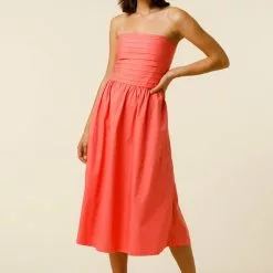 Lusana New Arlo Dress In Melon Poplin