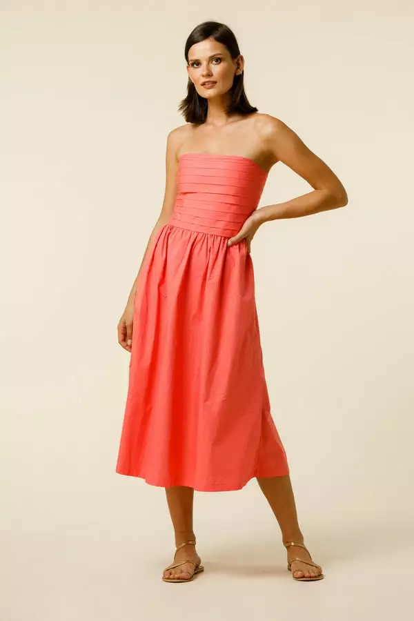 Lusana New Arlo Dress In Melon Poplin 1 Lusana New Arlo Dress In Melon Poplin