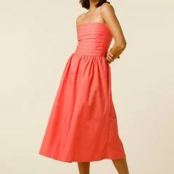 Lusana New Arlo Dress In Melon Poplin