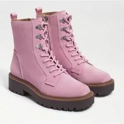 Sam Edelman New Lue Combat Boot In Hibiscus Suede