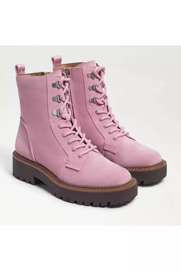 Sam Edelman New Lue Combat Boot In Hibiscus Suede 1 Sam Edelman New Lue Combat Boot In Hibiscus Suede