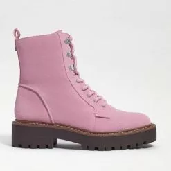 Sam Edelman New Lue Combat Boot In Hibiscus Suede