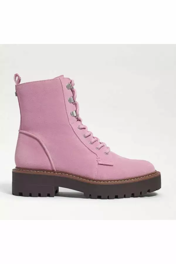Sam Edelman New Lue Combat Boot In Hibiscus Suede 2 Sam Edelman New Lue Combat Boot In Hibiscus Suede