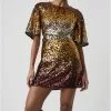 French Connection Estari Sequin Cut Out Mini Dress New