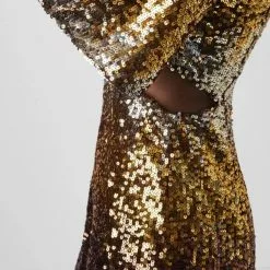 French Connection Estari Sequin Cut Out Mini Dress New