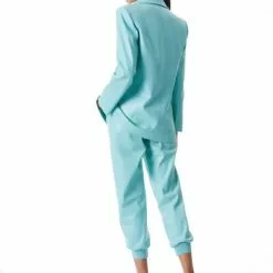 Alice & Olivia New Dunn Vegan Leather Blazer In Breeze