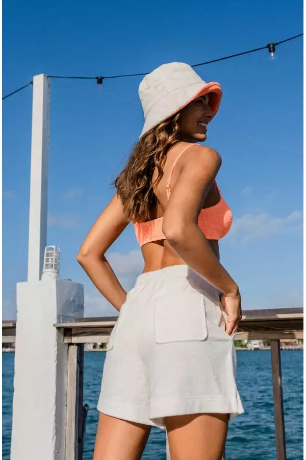 Echo Reversible Terry Bucket Hat In White And Orange 2 Echo Reversible Terry Bucket Hat In White And Orange