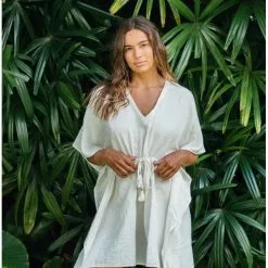 Echo Double Gauze Butterfly Tassel Caftan In Cream New