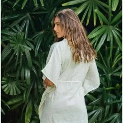 Echo Double Gauze Butterfly Tassel Caftan In Cream New