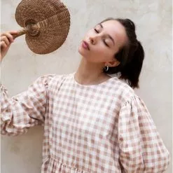 Pink Haley Kai Straw Handwoven Fan New