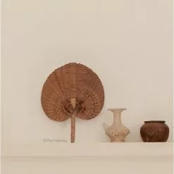 Pink Haley Kai Straw Handwoven Fan New