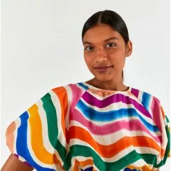 Farm Rio Dancing Stripes Crop Top New