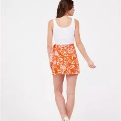Hausen Orange And Pink Floral Skirt New