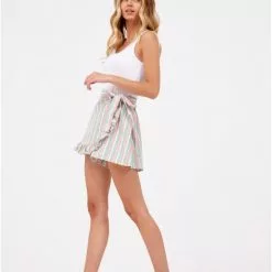 Hausen Striped Wrap Skort New