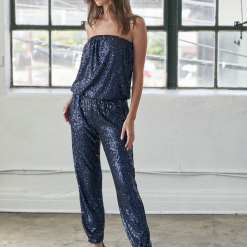 Sofia Hemline Exclusive Navy Sequin Jumpsuit